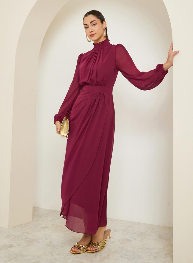 Styli Red Long Sleeves Wrap Maxi Dress - Image 5